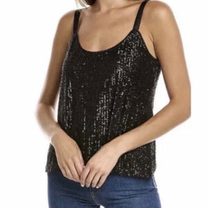 $170 Johnny Was sequin Tank Whimsygoth Y2K Black NWT